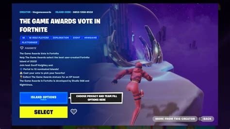 the game awards and fortnite collaborate for best user created island award gaming news