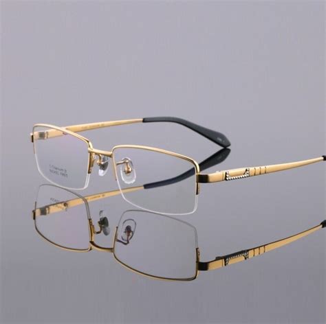width 140 titanium business male eyeglasses frames men half rim optical prescription myopia