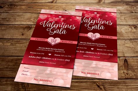 Red Hearts Valentines Gala Ticket Template