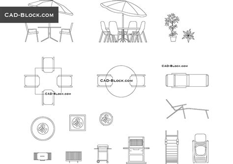 Furniture, library of dwg models, cad files, free download. Outdoor furniture CAD Blocks free