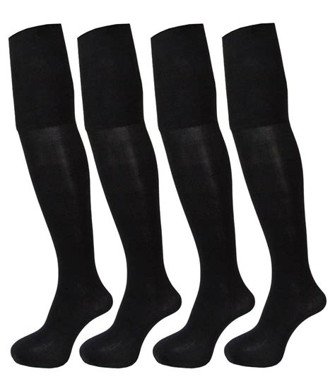 Rc Royal Class Black Nylon Womens Full Length Stockings Pack Of 4