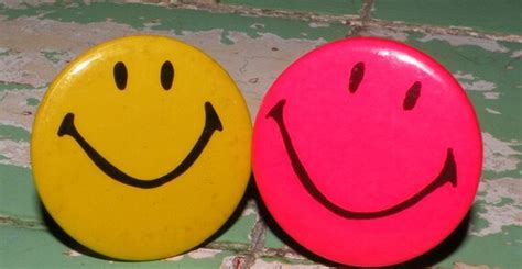 Vintage Smiley Face Pinback Buttons Set Of 2 1960s