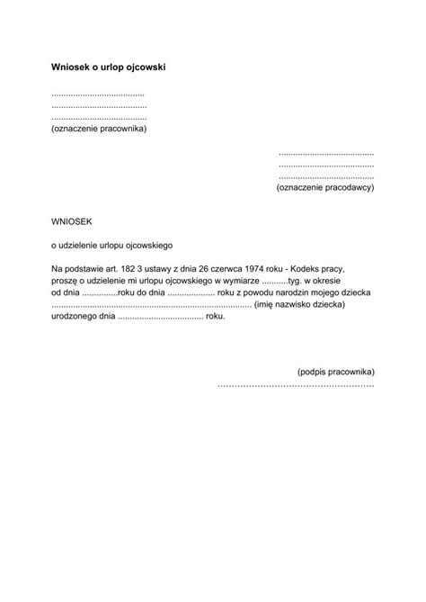 Dziennik Prawny Jak napisać wniosek o urlop ojcowski?