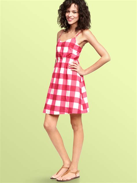Gap Gingham Linen Dress In Red Red Gingham Lyst