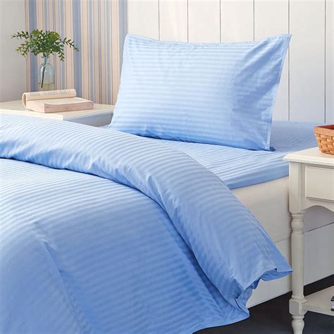 100 Cotton Hospital Healthcare Bedding Sets With 3cm Satin Stripes