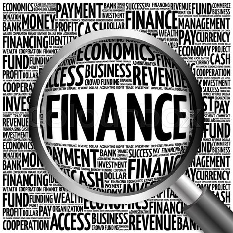 Finance Word Cloud With Magnifying Stock Image Colourbox