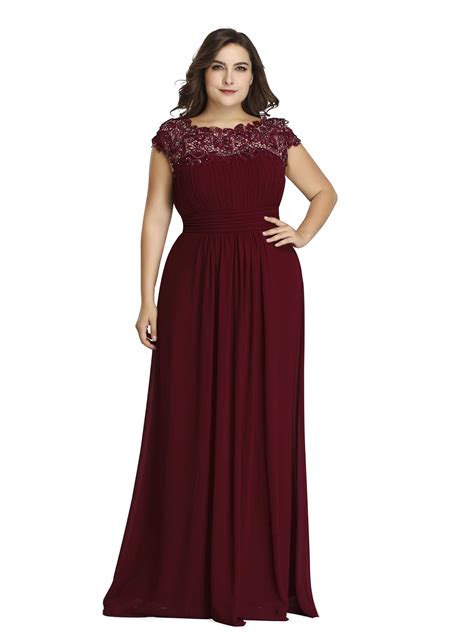 Ever Pretty Womens Plus Size Lace Cap Sleeve Long Formal Evening Party