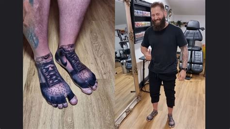 Man Gets His Favourite Pair Of Shoes Tattooed On His Feet Watch