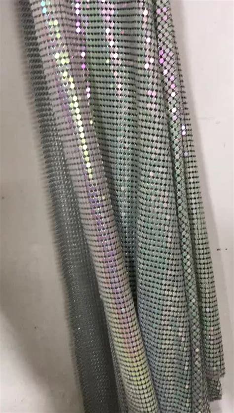 Colorful Round Sequin Style Metallic Mesh Fabric Shimmer Chain Mail