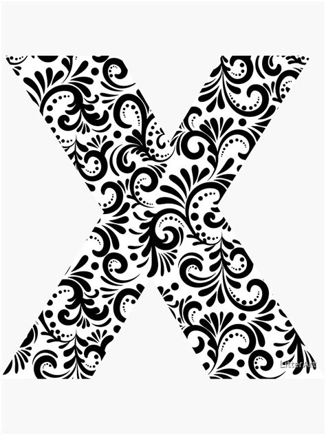 Black And White Designed Letter X Sticker For Sale By Litterart