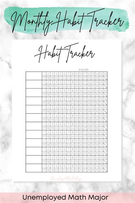Monthly Habit Tracker Basic Mini Calendar Habit Tracker Goal