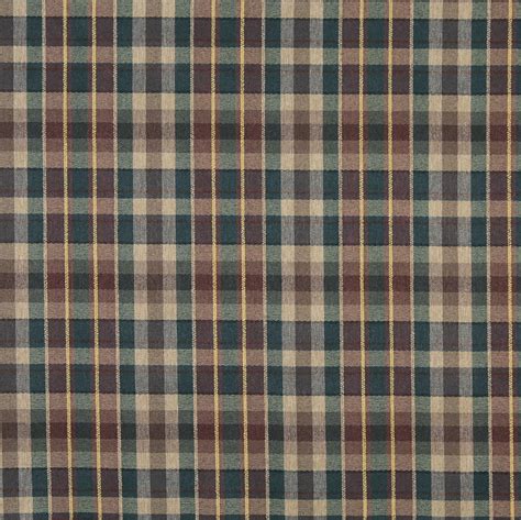 Forest Green And Beige Tan Country Plaid Linen Upholstery Fabric