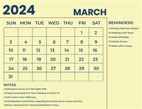 Aesthetic March 2024 Calendar Printable 2024 Calendar Printable
