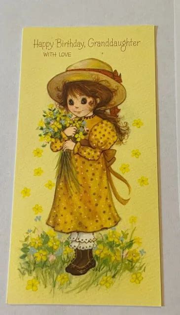Sweet Used 1960s Hallmark Birthday Greeting Card Old Fashioned Girl In