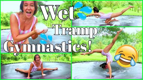 Gymnastics On A Wet Trampoline Challenge Summer Gymnastics Youtube