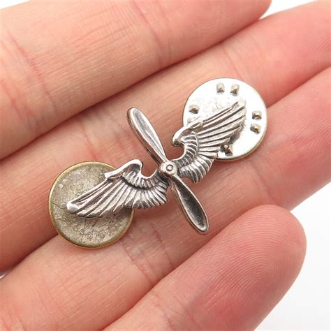 Antique Wwii 925 Sterling Silver Us Army Aviation Branch Insignia Lapel