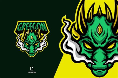 Premium Vector Green Dragon Mascot Logo Design Character Template