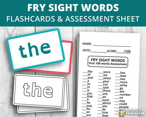 The Fry Sight Words Flashcards And Assignment Sheet