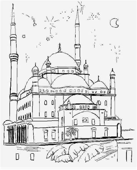 Gambar Mewarnai Pemandangan Masjid