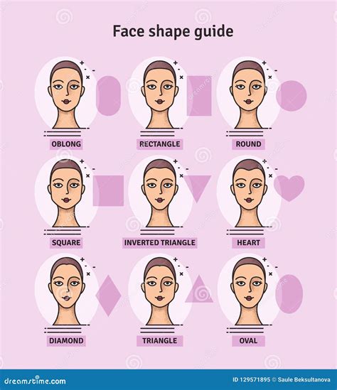 Face Shape Guide The Set Of Different Types Of Woman Face Various