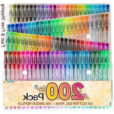 200 Glitter Gel Pen Set 100 Gel Markers