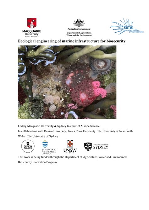 Pdf Ecological Engineering Of Marine Infrastructure For Biosecurity