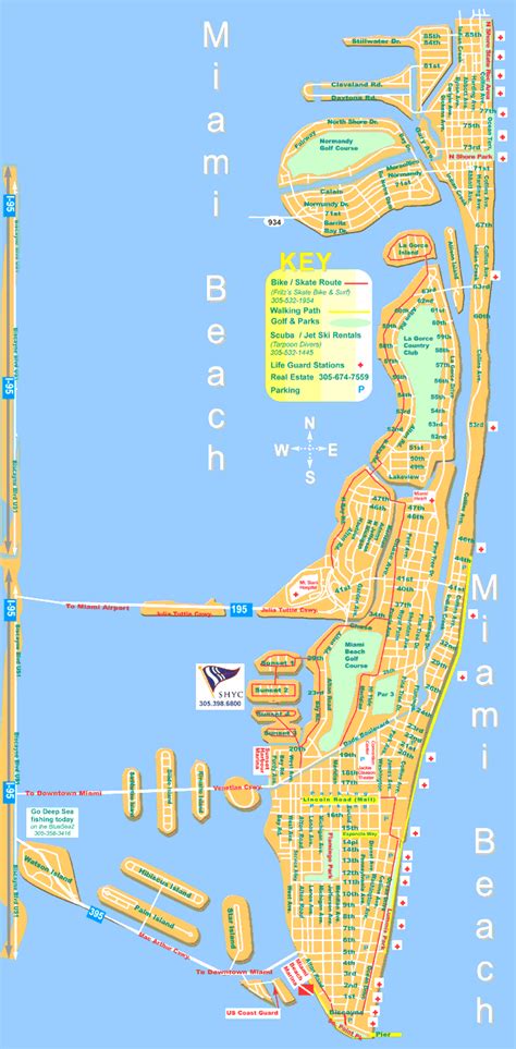 Miami Beach Street Map North And South Miami Beach