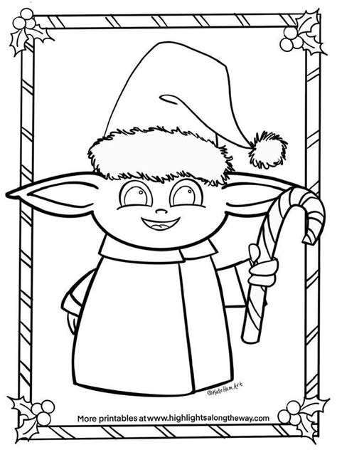 Baby Yoda Christmas Printable Coloring Activity Sheet