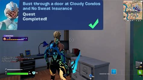 Bust Through A Door At Cloudy Condos And No Sweat Insurance Fortnite