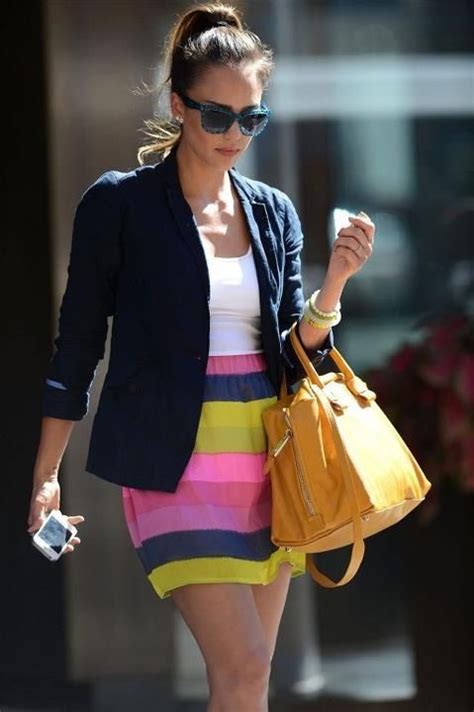 Jessica Alba In A Marc Jacobs Striped Skirt Totally Fab Jessica Alba