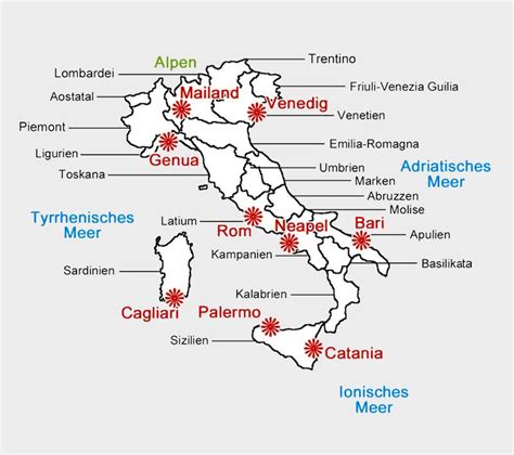 Das auswärtige amt streicht diese länder von der liste der risikogebiete, die reisewarnung wird aufgehoben. Landkarte Von Sardinien Italien