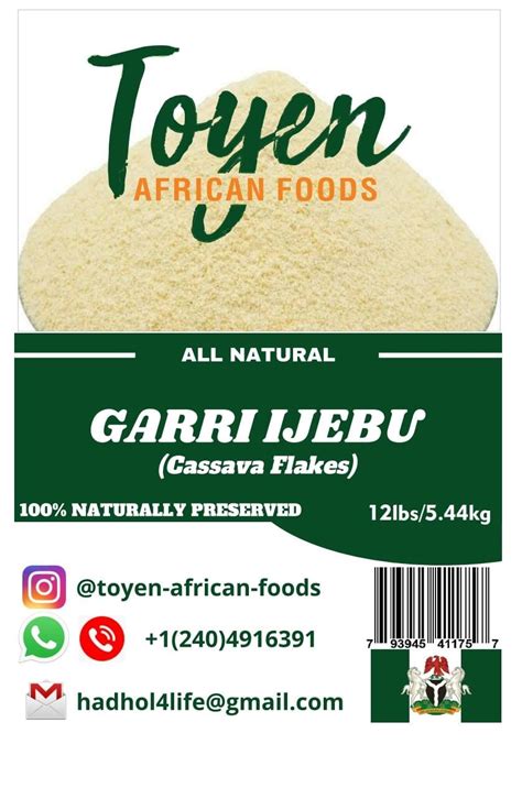Gari Ijebu Cassava Flakes 12lb Toyen African Foods
