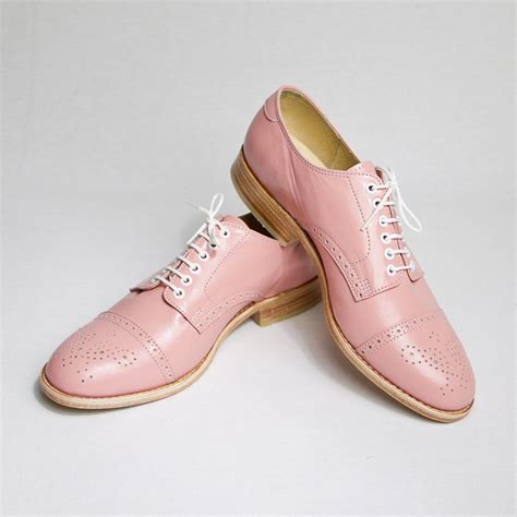 Pastel Pink Oxford Brogue Shoes Free Worldwide By Goodbyefolk