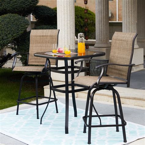 Residential quality sets seat between two and four people, and commercial sets can seat up to eight people per set. Winston Porter Tadwick Patio 3 Piece Bistro Set & Reviews | Wayfair.ca