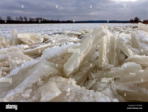Frozen Elbe Germany Stock Photo Alamy