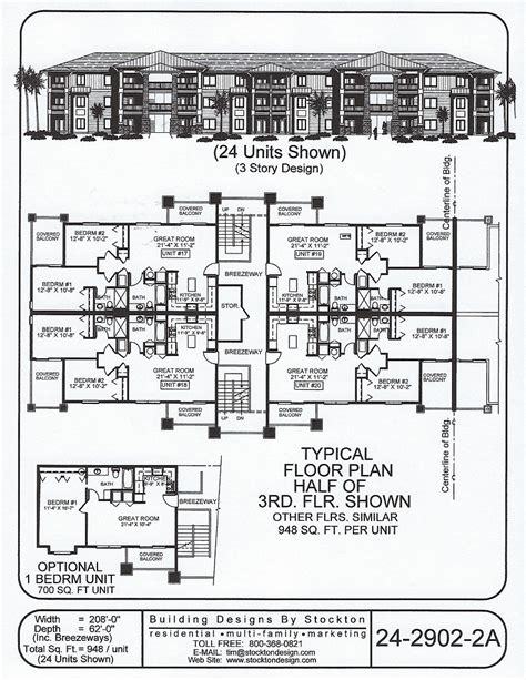 24 Unit Apartment Building Floor Plans