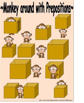 Preposition pictures worksheets & teaching resources tpt. Prepositions: Monkeys by Lilflamingos | Teachers Pay Teachers