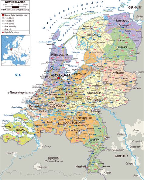 Olanda Netherlands Map Political Map