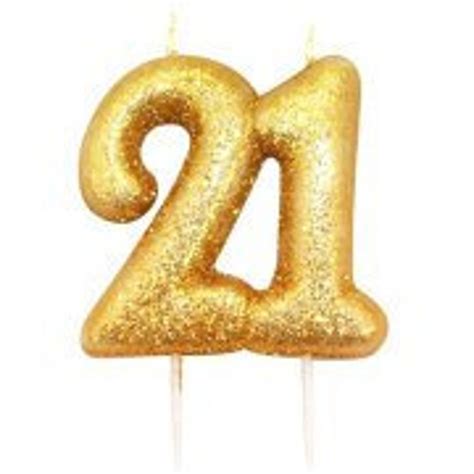 Number 21 Gold Glitter Candle 21st Birthday Gold Candle Etsy Uk