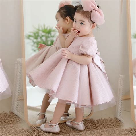 Dusty Pink Toddler Dress Kids Clothing Gown Baby Girl Birthday Frock