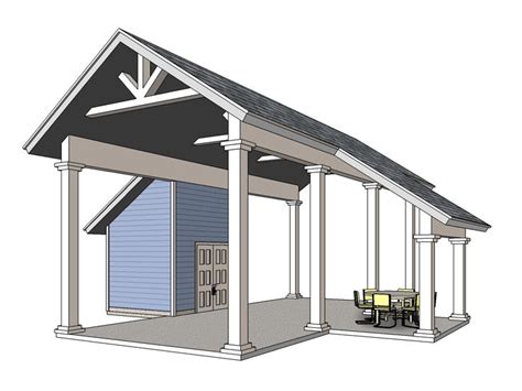 A wooden carport is a great way to add a protective covering for your vehicle and has the added benefit of being budget friendly. Carport Plans | RV Carport Plan with Storage Closet # 006G-0161 at www.TheGaragePlanShop.com