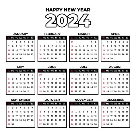 Happy New Year 2024 Calendars Design Vector 2024 Calendar New Year