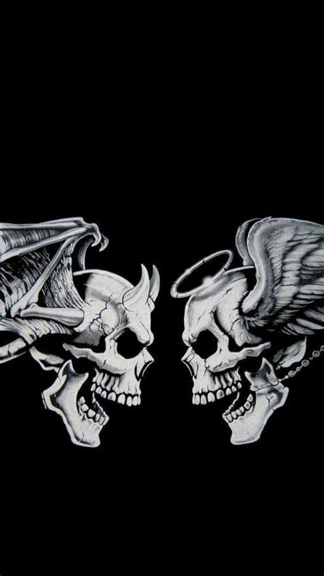 A Battle Between Good And Evil Skull Art Skull Skull