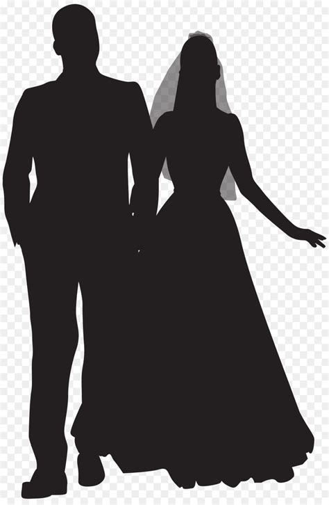 Wedding Silhouette Marriage Vector Married Couples Hugging Kissing