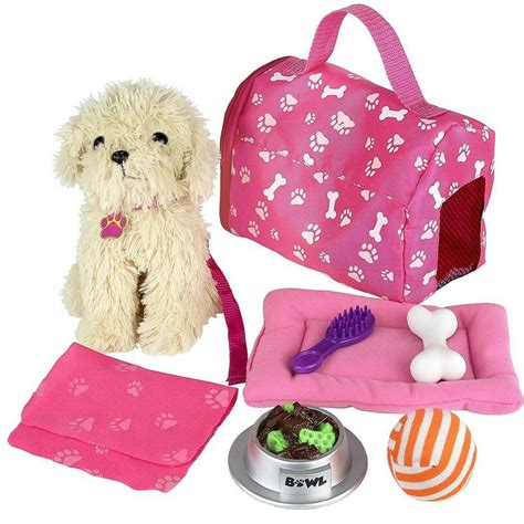 Click N Play 9 Piece Doll Puppy Set And Accessories Perfect For 18