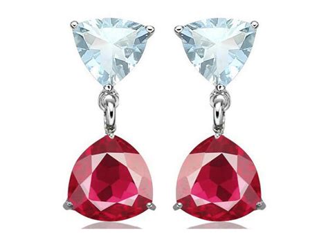 Ct Aquamarine Ct Created Ruby Earrings Sterling Silver