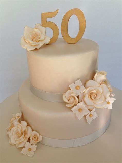 50th Wedding Anniversary Cake Simple Yet Elegant Golden Wedding