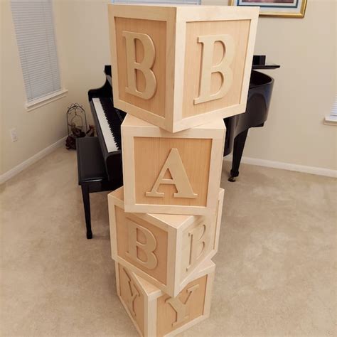 Baby Shower Block Letters Large Wooden Alphabet Blocks Large Etsy