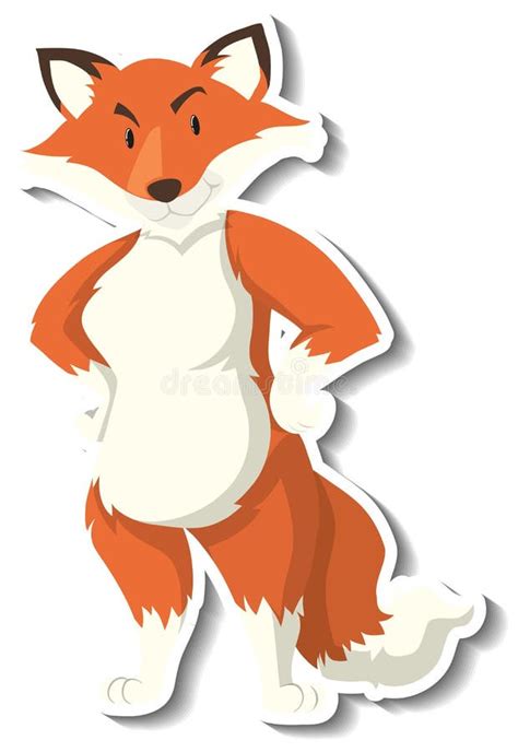 A Sticker Template Of Fox Cartoon Character Stock Vector Illustration