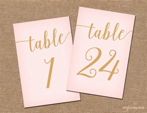 Instant Download Printable Table Numbers 1 30 Blush Pink And Gold